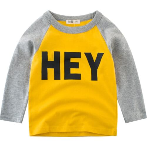 Childrens Clothing Autumn New 2021 Boys Girls T-shirt Korean Long Sleeve Letter Print Cotton Tops Tees Shirt Kids Clothes