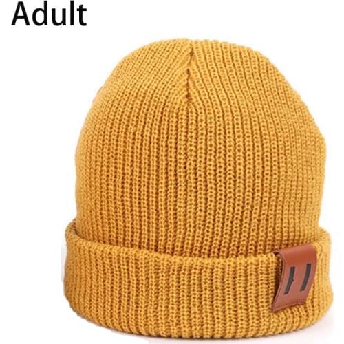 2021 Beanie Hats For Men Women Autumn Winter Solid Color Knitted Warm Adult Children Parent-Child Hats Fashion Hip Hop Cap