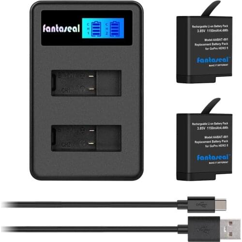 AABAT-001 LCD Display Dual Channel Camera Battery Charger for Gopro Hero 5 Black Camera Battery Quick Charger w/Indicator