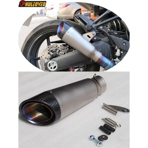 Titanium Alloy Customized ID:51mm/54mm/61mm/63mm/65mm Motorcycle Exhaust Muffler Carbon Fiber Motorbike Exhaust Escape DB Killer