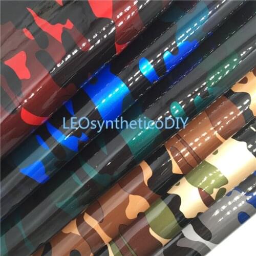 1PC 21X29CM Camouflage Printed Synthetic Leather, Faux Fabric PU Leather For Making Bows LEOsyntheticoDIY T449