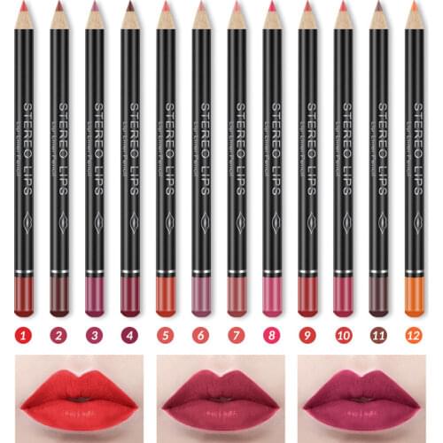 12pcs Lipliner Pencil Long Lasting Waterproof Lip Eye Brow Cosmetic Makeup Multi-functional Colorful Lips Lipliner Set
