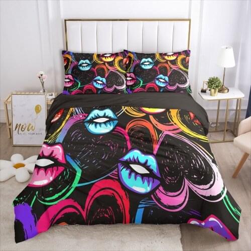 Luxury Duvet/Quilt/Comforter Cover Set Bed Linens Bedding Sets Pillow case Single Double Full Twin Size 3D Red Lip Design Custom
