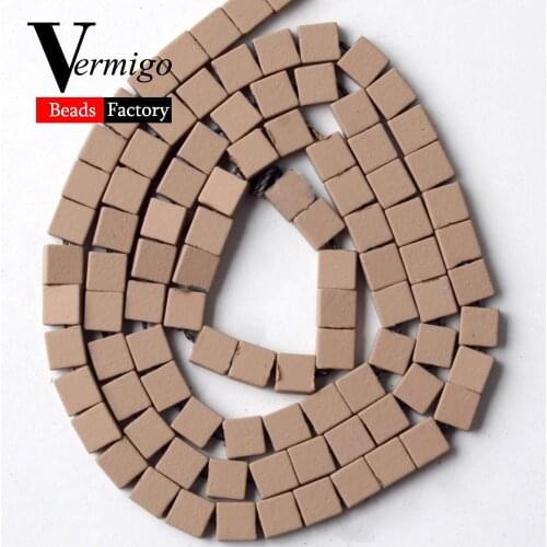 Brown Natural Square Nanotech Rubber Hematite Beads For Jewelry Making 6*6mm Spacer Stone Beads For Bracelets Necklaces 15
