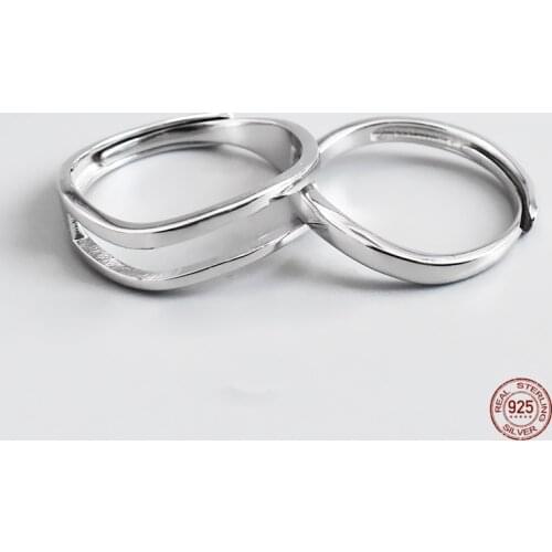 LKO Personality Creative Simplicity Design 925 Sterling Silver Ring For Women Jewelry Trend Ornaments Opening Adjustable Rings