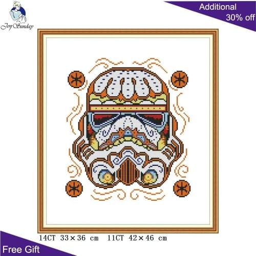 Joy Sunday Mask Cross Stitch RA308 14CT 11CT Counted and Stamped Home Decoration Mask Needlework Cross Stitch kits
