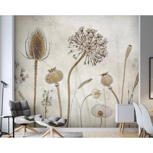 Dead branches flower specimens hand drawn wallpaper,living room tv sofa wall kitchen bedroom cafe wall papers home decor mural