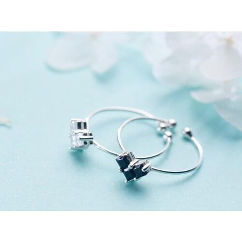 MloveAcc 100% 925 Solid Real Sterling Silver High Quality Heart CZ Opening Ring Sizable for Women Girl Wife Birthday Present