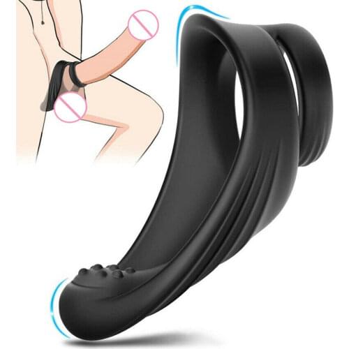 Men Dual Ring-Scrotum Squeeze Rings Stretcher Enhancer Delay Ejaculation Sex Toy for Men