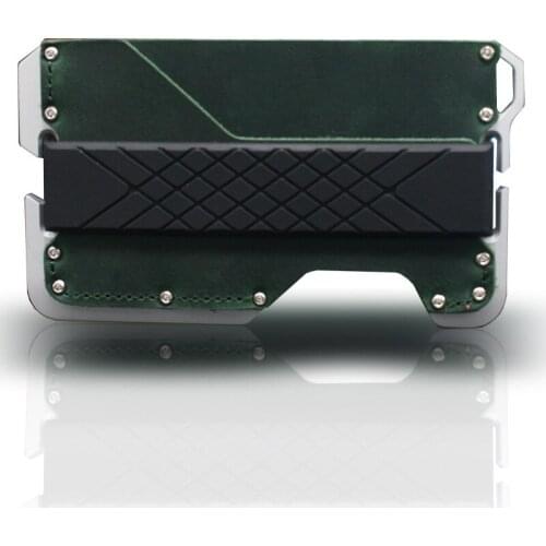 RFID Mens Genuine Leather Card Holder Card Holder Metal Antimagnetic Aluminum Alloy Wallet Multifunctional Bank Card Holder