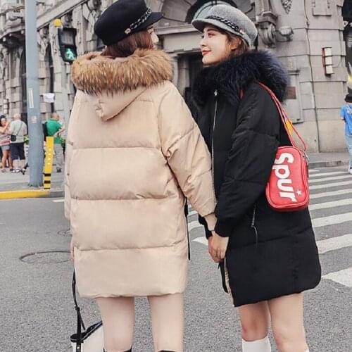 2020 New Big Fur Collar Grey Duck Down Jacket Womens Long Puffy Jackets Winter Womens Korean Coat Parka Sobretudo KJ455
