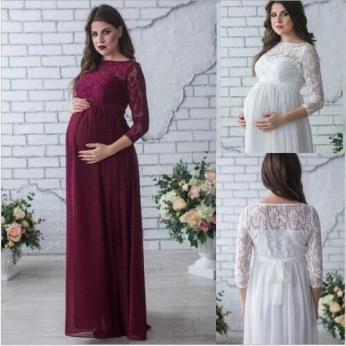 YourSeason New Maternity Sexy Elegant Dress Three Quarter Photography Props Pregnancy Lace Casual Dresses For Pregnant Women