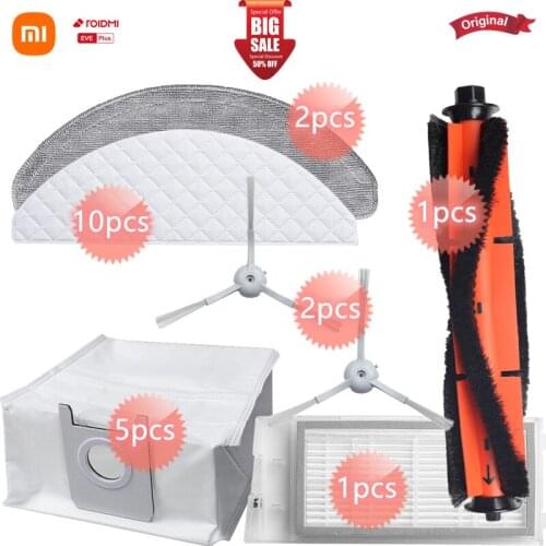 Original Genuine ROIDMI EVE Plus Vacuum Cleaner Accessories Dust Bags Mop Cloths Rolling Brush Filter Side Brush Disposable Mops