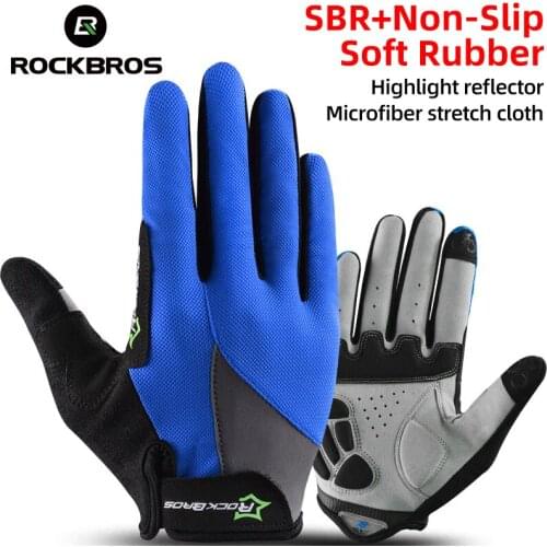 ROCKBROS Cycling Gloves Spring Sports Shockproof Breathable Sensitive Fullfinger With Touch Screen MTB Mountain Road Bike Gloves