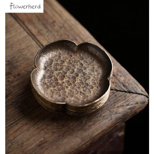 Coaster and Saucer Teaware Handmade Copper Japanese Style Anti-skid Insulation Saucer Tea Ceremony Accessories Antique