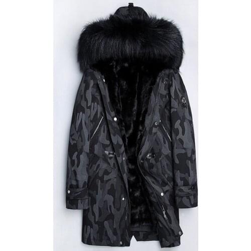 Real Fur Coat Winter Jacket Men Natural Mink Fur Liner Warm Parka Men Big Fox Fur Collar Long Coats Plus Size 5xl Chaqueta Y1613