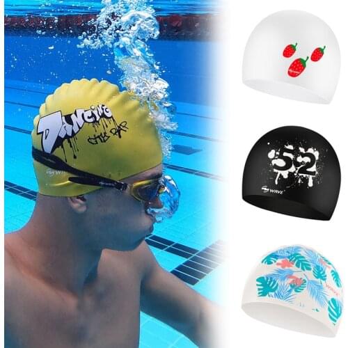 Swimming Cap Silicone Men and Women Waterproof Plus Thickening Long Hair Colorful Silicone Swimming Cap WHStore