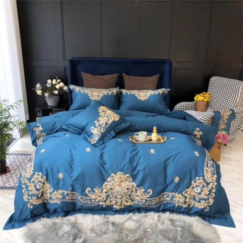 Top 100% Egyptian long-staple cotton embroidered down quilt set soft breathable extra large double bed down quilt set bed sheet