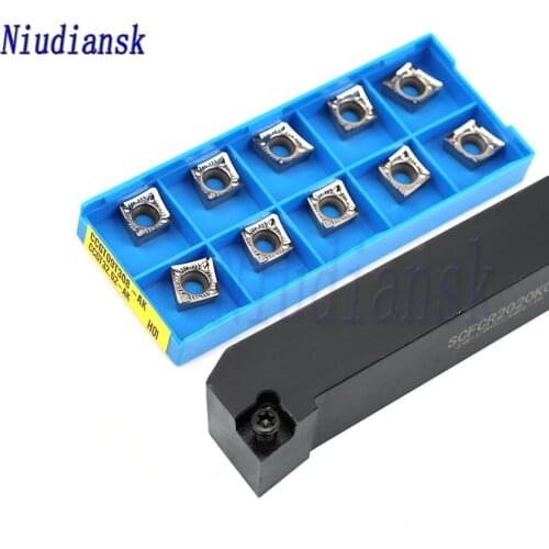 10pcs Carbide Inserts CCMT09T3 CCGT + 1pc SCFCR1616H09 SCFCR2020K09 External Turning Tool Holder SCFCL Arbor CNC Lathe Tools Set