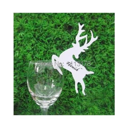 Wine Glass Cards Wedding Party Decorations Wine Glass Markers Wedding Cake Toppers guest name card laser Cut Card T15