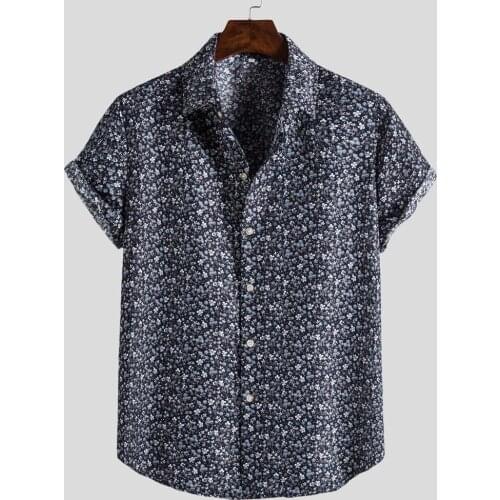 Vintage Clothes Mens Fashion Ethnic Short Sleeve Shirts Casual Printing Hawaiian Shirts Blouse T-shirt Camisas 2021 Dropshipping