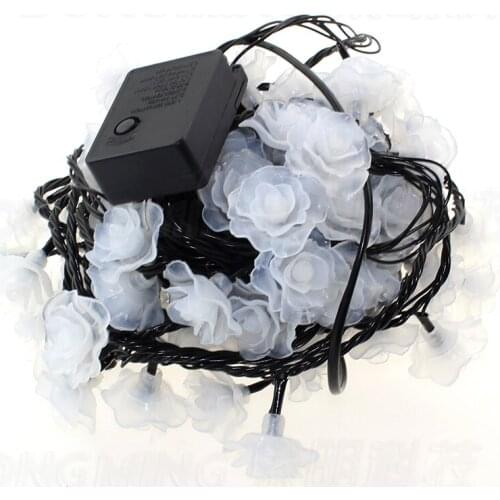 10M 80 LED Rose flower blossom Fairy lights Christmas string lights black wire 110v 220v with tail plug garland lighting