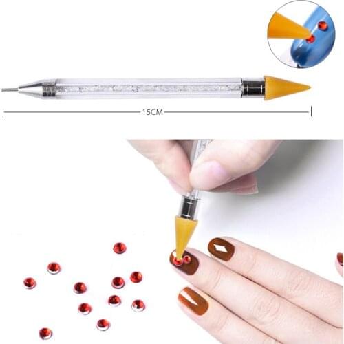 Wax Pencil Dual-ended Nail Dotting Pen Diamond Embroidery Studs Picker Crystal Beads Handle Nail Art Tool 2 Ways Manicure Kit