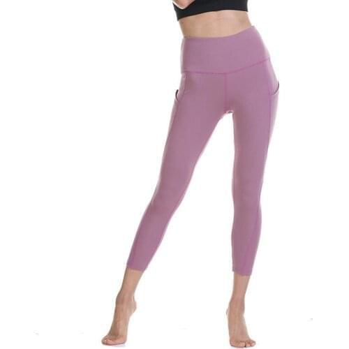 Woman High Waist Elastic Yoga Pants Leggings Tights Trousers Solid Color Slim Ninth Pants Fitness Clothing Training Pants Female
