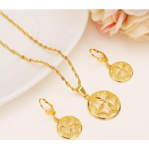 Bangrui Gold Color New Trendy Pendant & Earrings Initial Chain for Women,Nice Jewelry