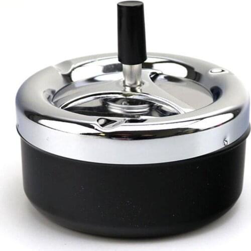 1 Pcs Stylish Metal Windproof Press Rotating Lid Home Smoker Hotel Ashtray Office Gift C0D4