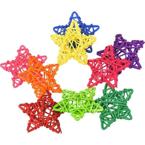 10pcs 6cm Colorful Rattan Ball Star Sepak Takraw Christmas Gift Wedding Party Decoration DIY Birthday Ornaments Rattan Kids Toys