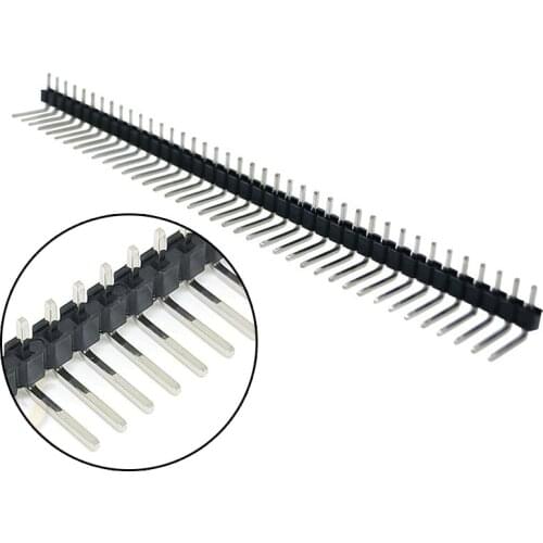 10Pcs/lot 2.54mm 1*40p 90 degree Right angle Single Row Male R/A 40 Pin Header Positive PCB Board Connector Pinheader