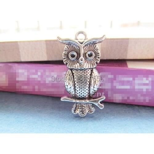 100pcs Antique Silver tone Cute Night Owl,on Tree Branch/Trunk ,Pendant Charm/Finding,DIY Jewelry Making Accessory