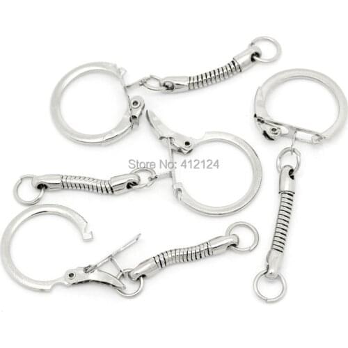 150Pcs Wholesales Hot New DIY Key Chain Silver Tone Keychains for Men Key Rings Snake Chain Charms Jewelry Findings 6x2.2cm