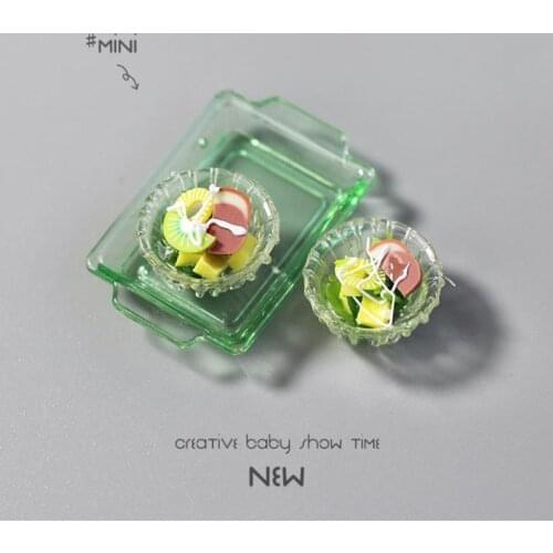 2PCS 1:12 Scale Miniature Dollhouse Vegetable Salad Bowl Mini Play Food for Barbies Doll House Kitchen Accessories Toy