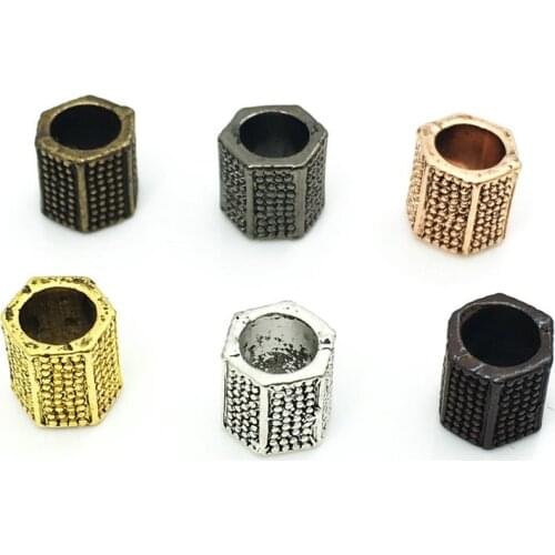 20pcs Geometric Hexagonal Spacer Beads Micro Pave Zircon Copper Tube Spacer Bead Bracelet Jewelry Chams Accessories