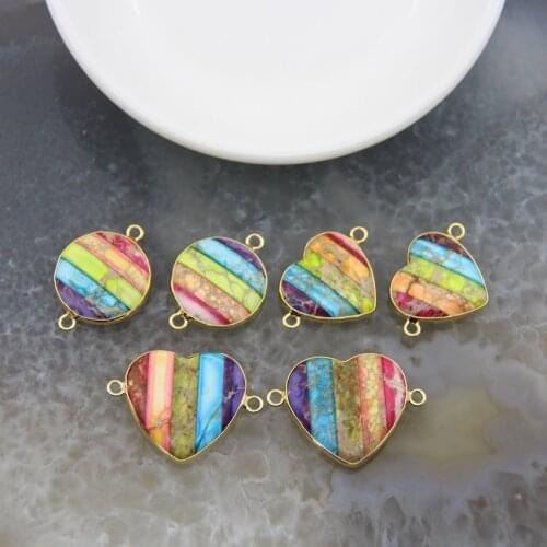 5 Chakra Multi Emperor Stone Trendy Connector,Sea Sediment Imperial Jaspers,For Jewelry Making DIY Necklace Bracelet Accessories