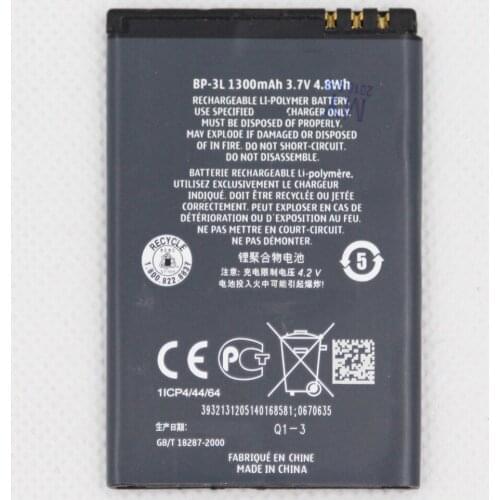 5pcs/lot 1300mAh BP-3L Battery fit for Nokia Lumia 710 510 603 303 603 610 3030 505 610C 900 Batteries