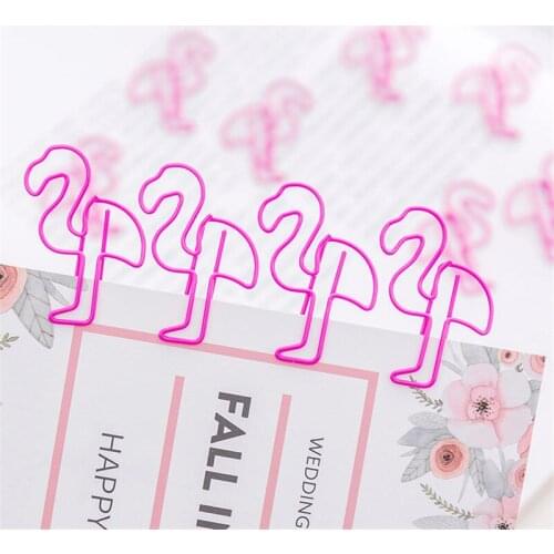 12Pcs Pink Beautiful Flamingo Bookmark Planner Paper Clips Metal Material Bookmarks For Book Stationery School Office Supplies