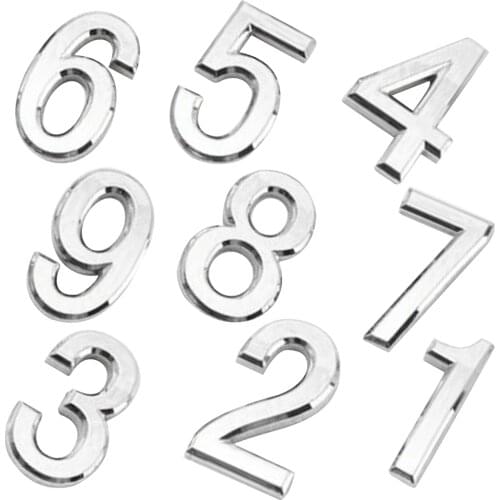 9pcs/set Silver Plastic Self-Adhesive House Hotel Door Number Sticky Digit Plaque 1-9 for House Hotel Door