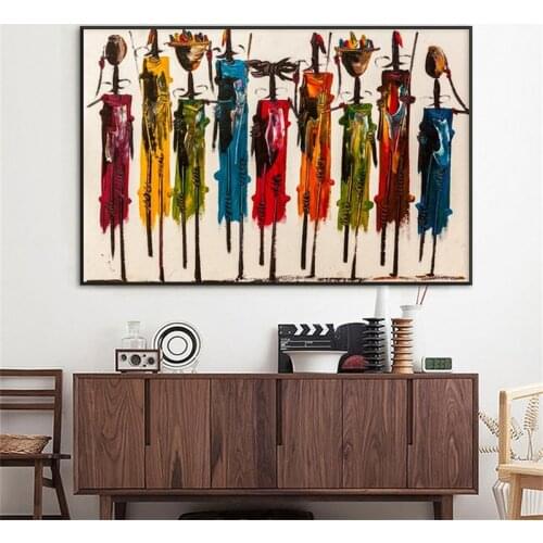Abstract African Woman Oil Painting on Canvas Wall Art Posters and Prints Ethnic Art picture Pictures for Living Room Home Decor