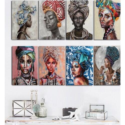 African Black Woman Graffiti Art Posters And Prints Abstract African Girl Canvas Paintings On The Wall Art Pictures Wall Decor