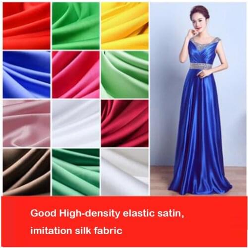 150cm Wide 1 Meter Good Quality Satin Fabric High Density Soft Stretch Satin Imitate Silk Charmeuse Fabric DIY Dress Cheongsam
