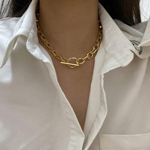 AY New Minimalist Geometric OT Lock Chain Necklace For Women 2020 Mixed Square Chain Choker Necklaces Jewelry Gift