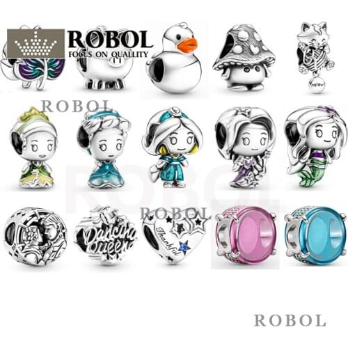 45 2021 New Fashion 100% 925 Sterling Silver Heart-shaped Round Charm Fashion Simple Beads Free Wholesale Shipping