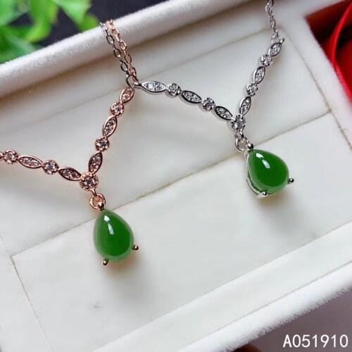 KJJEAXCMY boutique jewelry 925 sterling silver inlaid Natural jasper necklace Womens pendant supports detection fashion