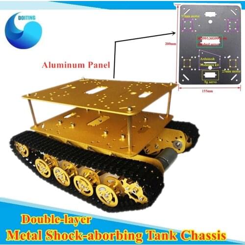 Double-layer Shock Absorber Tank Chassis TS100 Damping Crawler Tracked Model Robotic Car Chassis For DIY Aluminum Panel / Frame