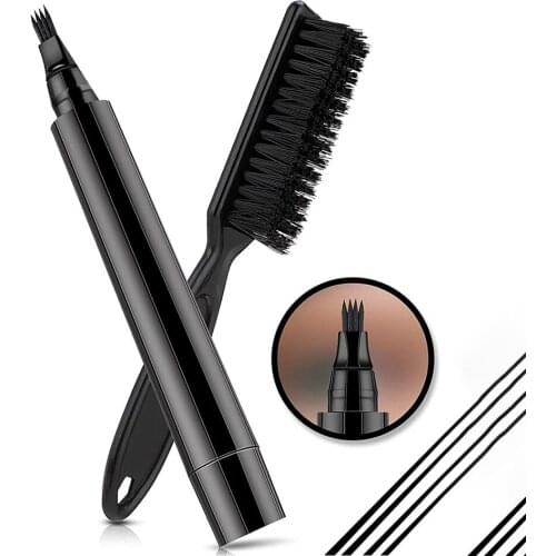 Double-ended Beard Pen Whiskers Filler Pen Brush Mustache Coloring Shaping Enhancer Eyebrow Styling Tool Anti Hair Loss