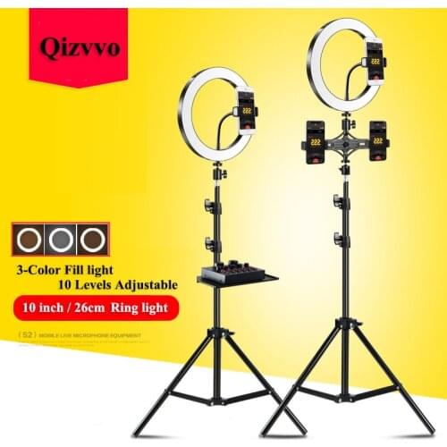 Photography LED Selfie Ring Light 10inch Dimmable Camera Phone Ring Lamp LED Video Light For Makeup Youtube Video Live Studio
