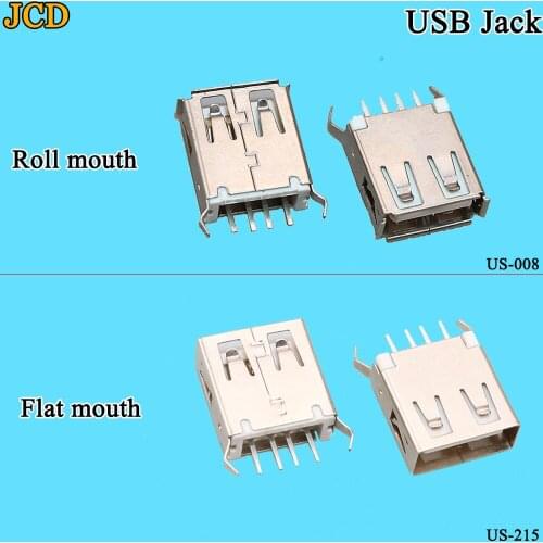 JCD 10 pcs/lot USB 2.0 Female Type A Curved Legs 4 Pin Connectors USB Connector Jack Tail Plug Sockect Terminals usb female